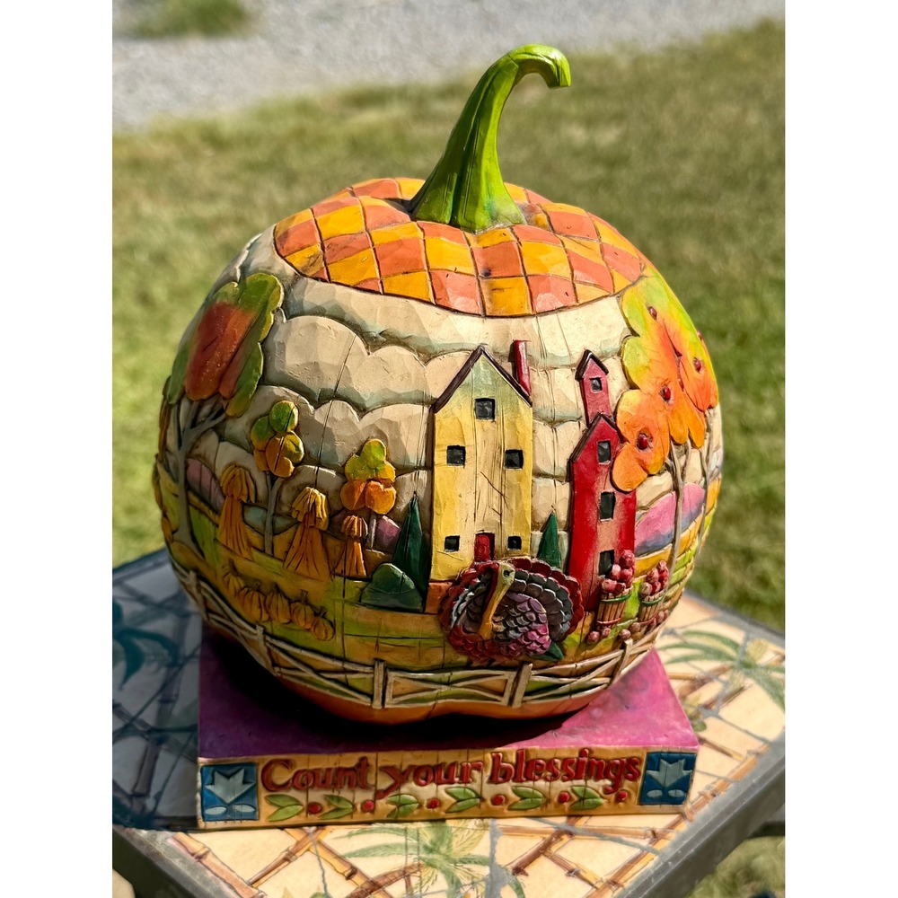 Jim Shore Heartwood Creek Count Your Blessings Pumpkin Figurine 118757 2004 - Picture 3 of 5